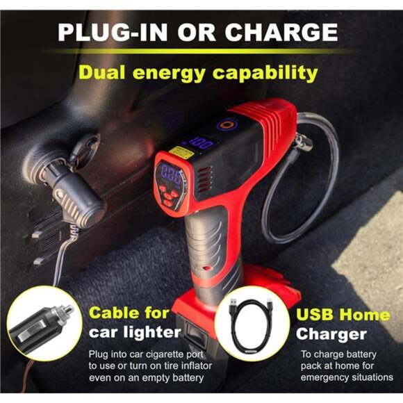 Tire Inflator with Pressure Gauge, Compact and Portable, Automatic Shut Off - Picture 3 of 7